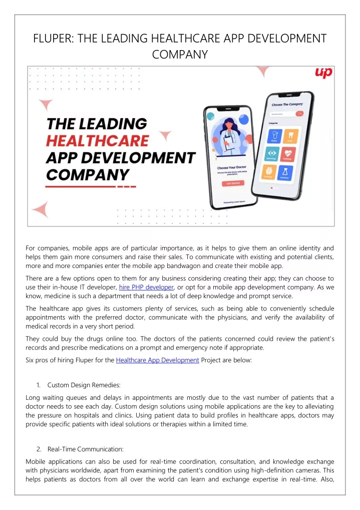 fluper the leading healthcare app development