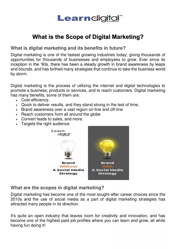 what is the scope of digital marketing