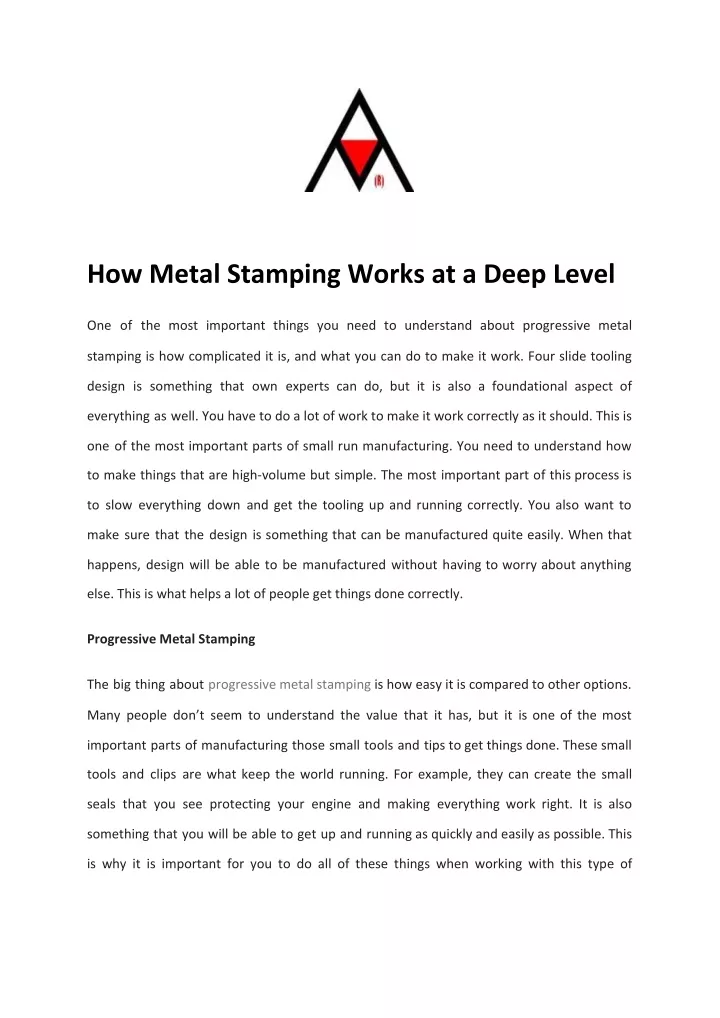 how metal stamping works at a deep level
