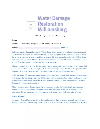 Water Damage Restoration Wiliamsburg