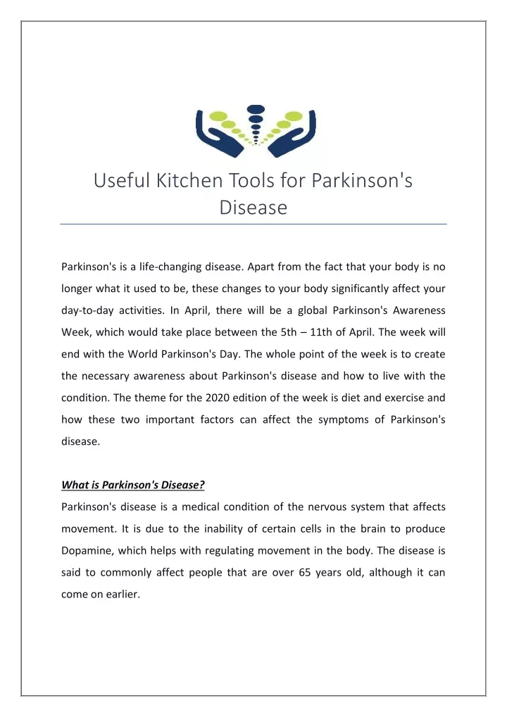 useful kitchen tools for parkinson s disease