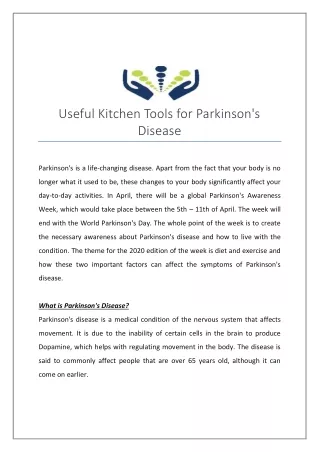 Useful Kitchen Tools for Parkinson's Disease