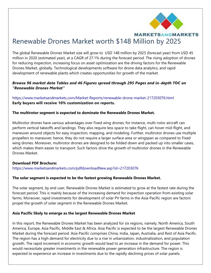 renewable drones market worth 148 million by 2025