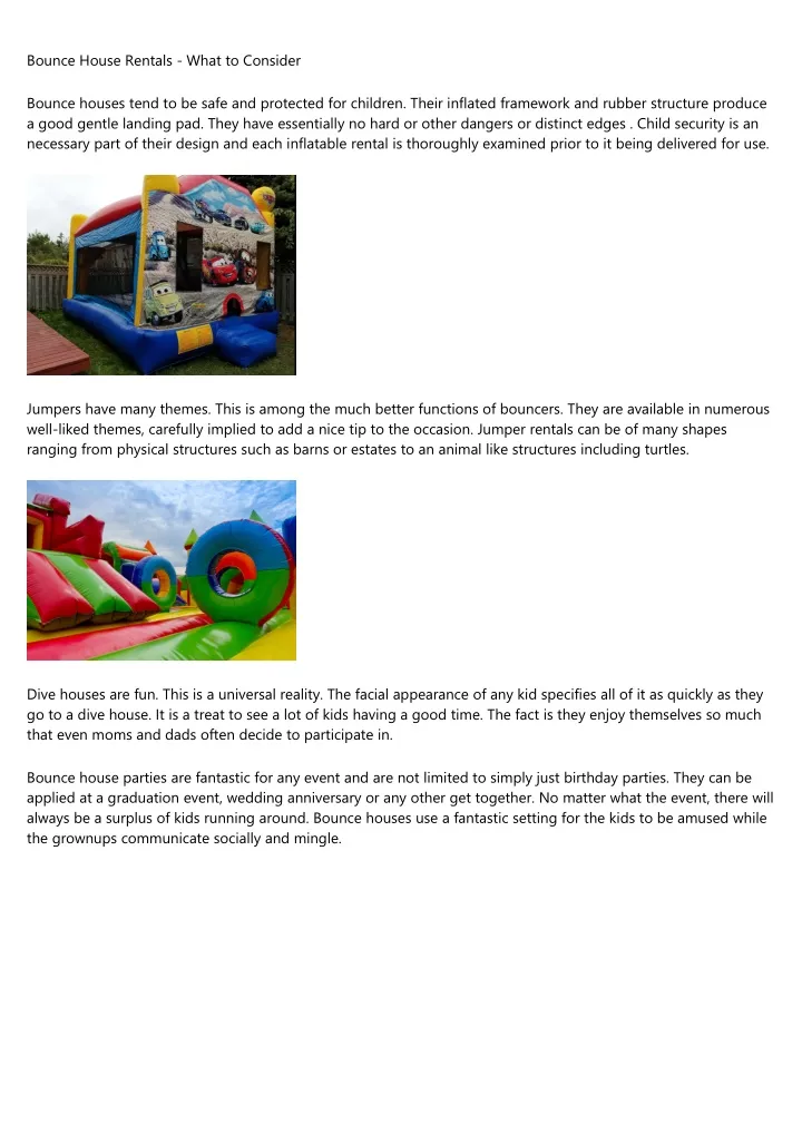 bounce house rentals what to consider