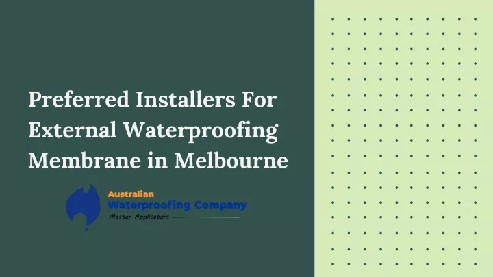 preferred installers for external waterproofing