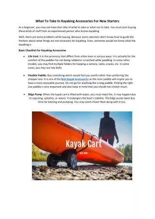 What To Take In Kayaking Accessories For New Starters