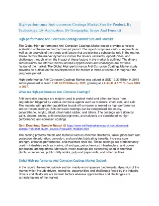 high performance anti corrosion coatings market