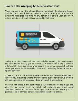 how can car wrapping be beneficial for you when