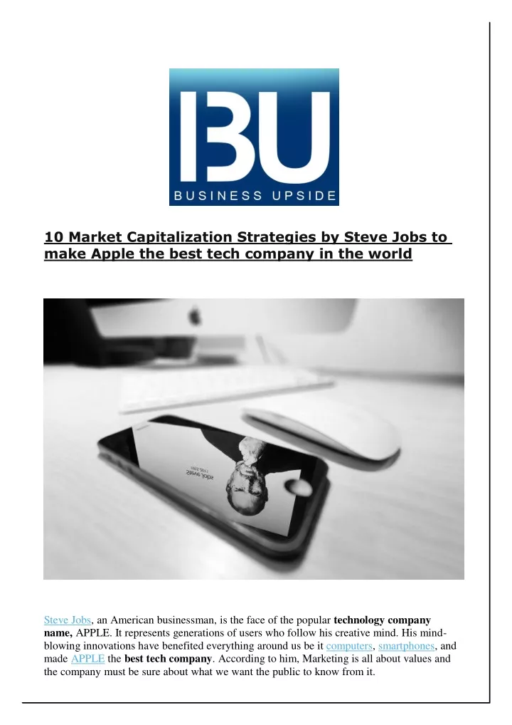 10 market capitalization strategies by steve jobs