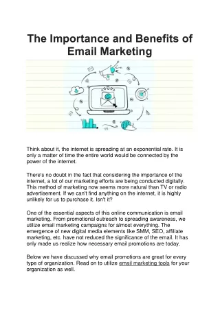 the importance and benefits of email marketing