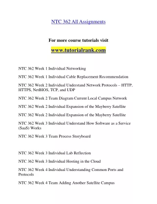 NTC 362 Experience Tradition- tutorialrank.com