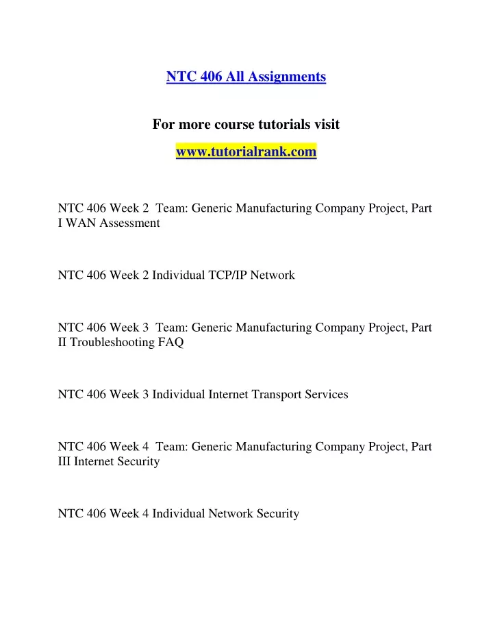 ntc 406 all assignments