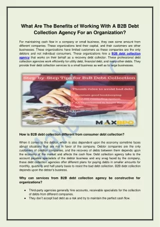 what are the benefits of working with a b2b debt