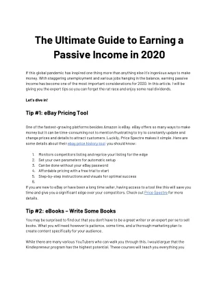The Ultimate Guide to Earning a Passive Income in 2020