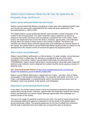 sodium lauroyl isethionate market size by type