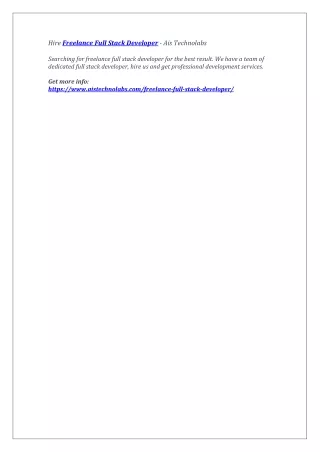 hire freelance full stack developer ais technolabs