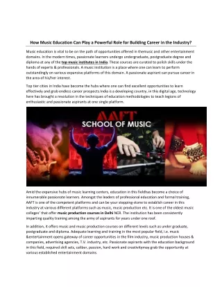 How Music Education Can Play a Powerful Role for Building Career in the Industry?