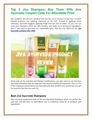 Top 5 Jiva Shampoo: Buy Them with Jiva Ayurveda Coupon Code For Affordable Price