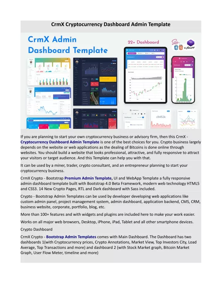 crmx cryptocurrency dashboard admin template