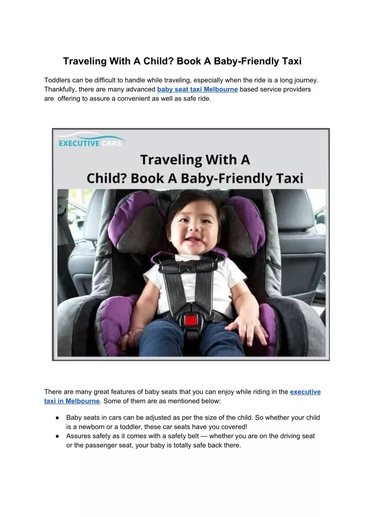 traveling with a child book a baby friendly taxi