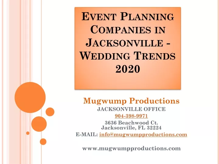 event planning companies in jacksonville wedding trends 2020