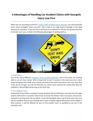 3 Advantages of Handling Car Accident Claims with Georgelis Injury Law Firm