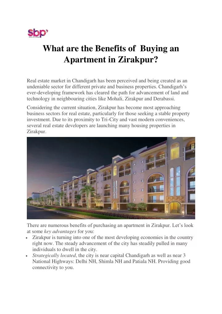 what are the benefits of buying an apartment