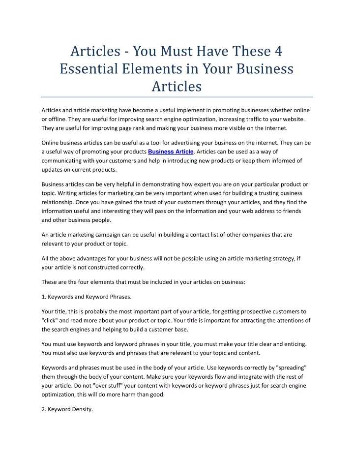articles you must have these 4 essential elements