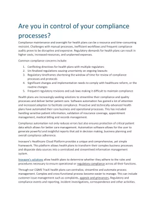 Are You in Control of Your Compliance Processes?