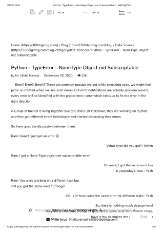 Python - TypeError – NoneType Object not Subscriptable