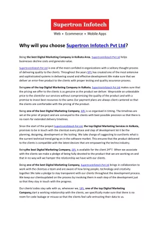 Why will you choose Supertron Infotech Pvt Ltd?