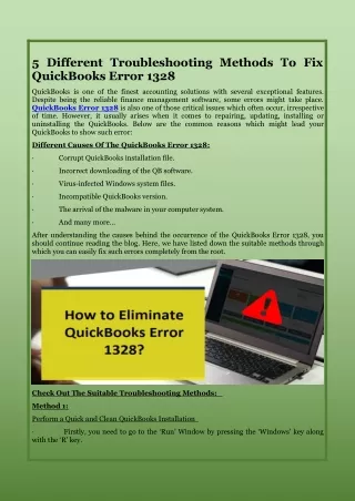 5 Different Troubleshooting Methods To Fix QuickBooks Error 1328