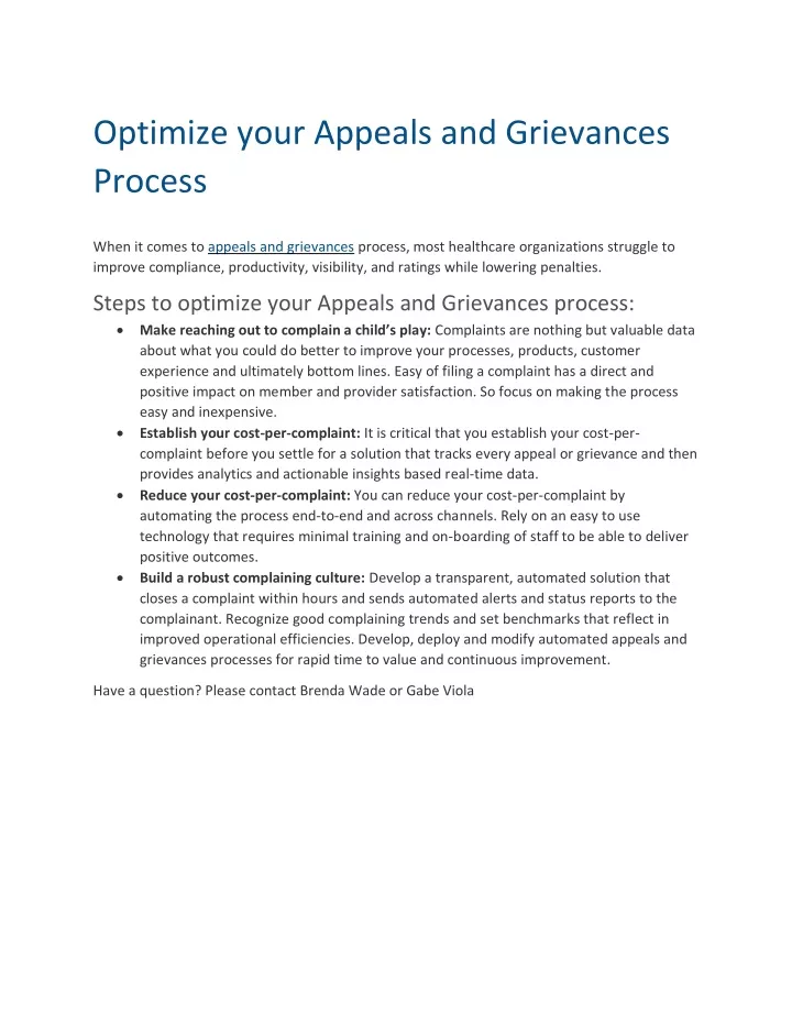 optimize your appeals and grievances process