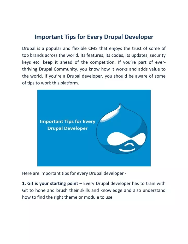 important tips for every drupal developer