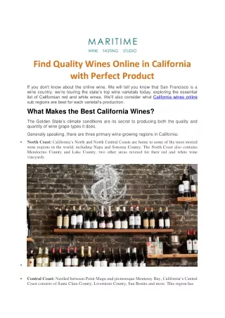 Find Quality Wines Online in California with Perfect Product