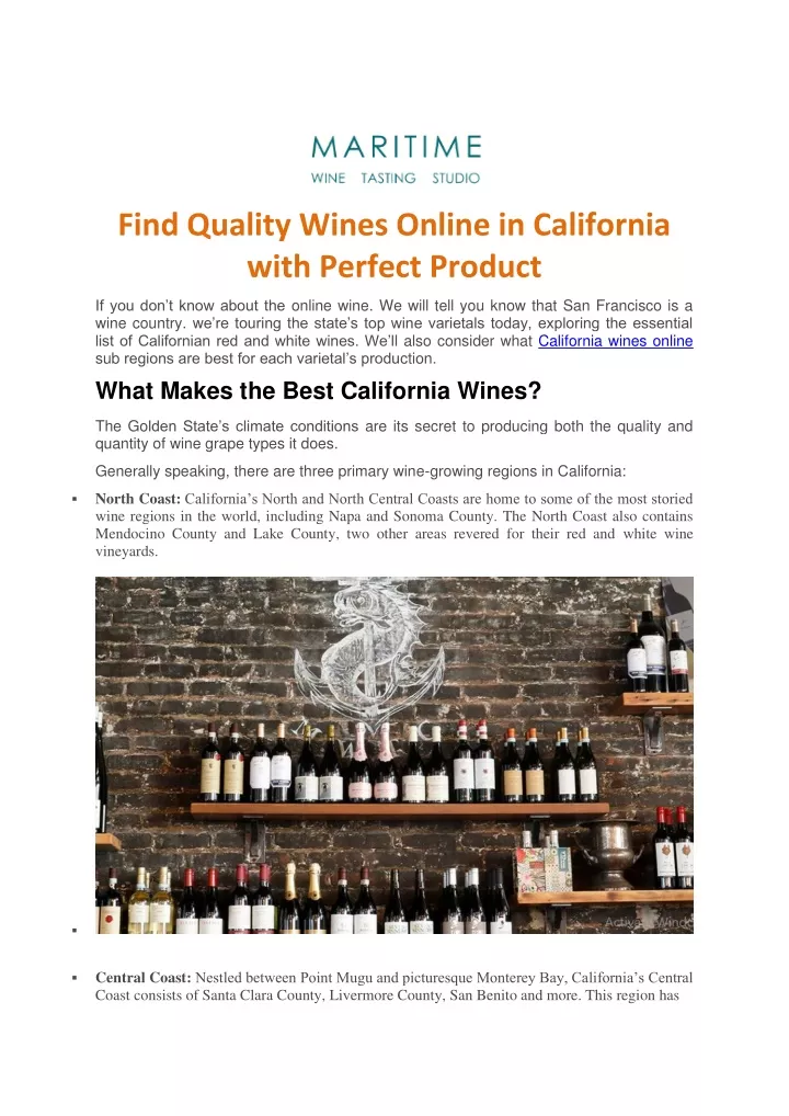 find quality wines online in california with