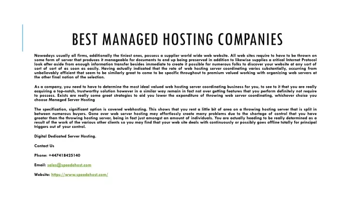 best managed hosting companies
