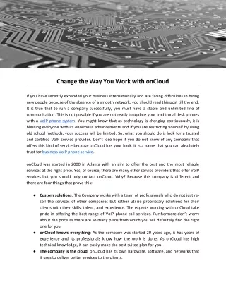 change the way you work with oncloud