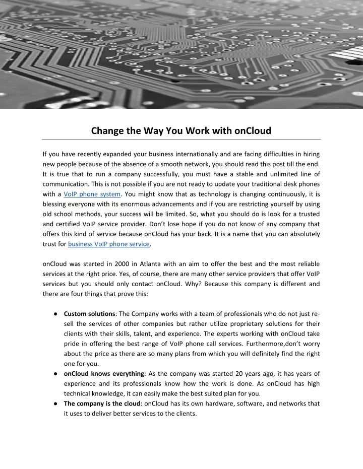 change the way you work with oncloud