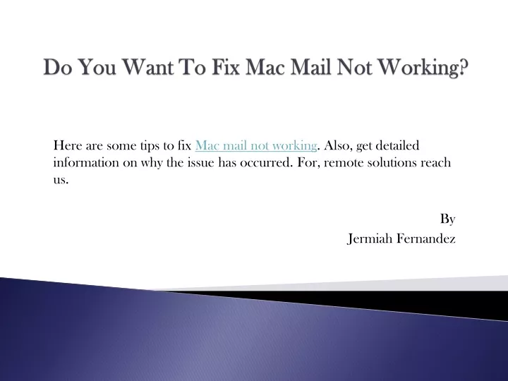 do you want to fix mac mail not working