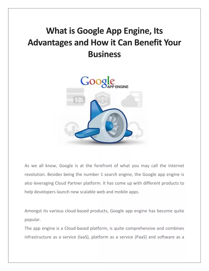 what is google app engine its advantages