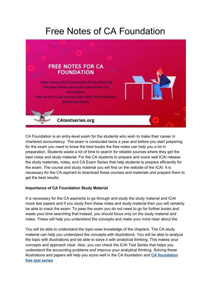 free notes of ca foundation