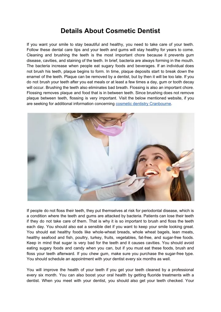 details about cosmetic dentist