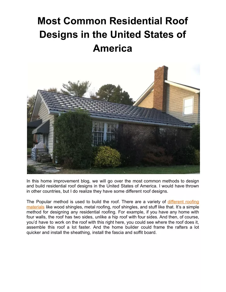 most common residential roof designs