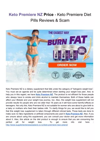 Keto Premiere NZ Price - Keto Premiere Diet Pills Reviews & Scam