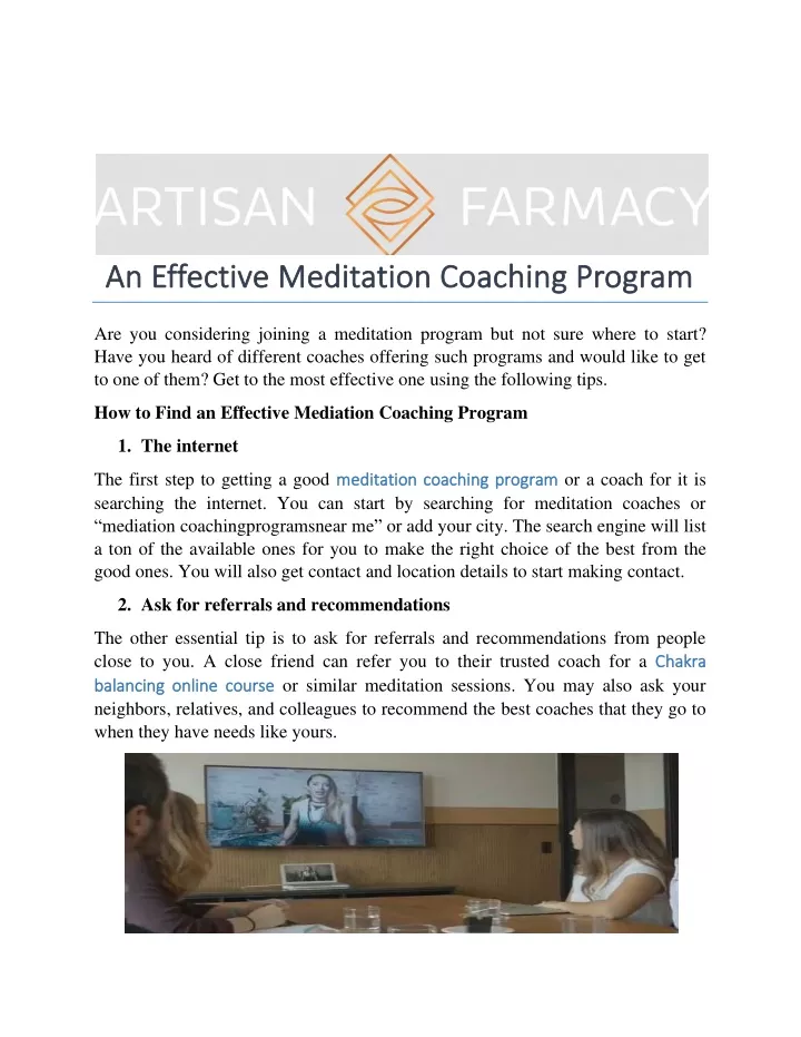 an an effective meditation coaching program
