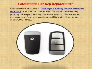 Volkswagen Car Key Replacement