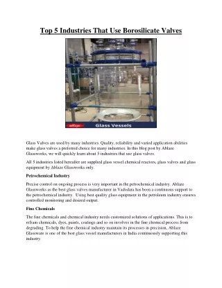 top 5 industries that use borosilicate valves