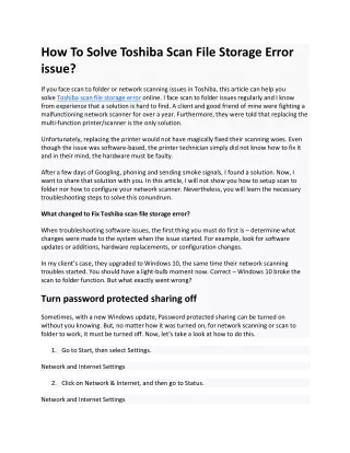 how to solve toshiba scan file storage error issue