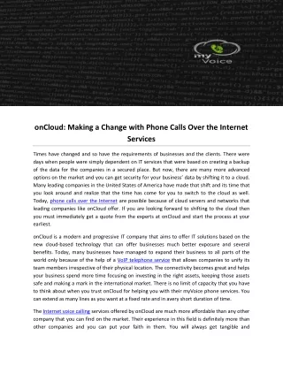 oncloud making a change with phone calls over